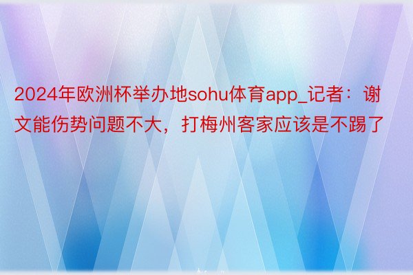 2024年欧洲杯举办地sohu体育app_记者：谢文能伤势问题不大，打梅州客家应该是不踢了